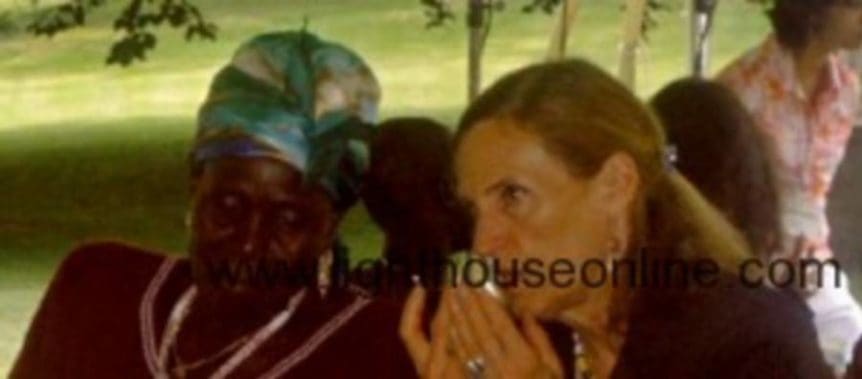 Two women sharing a message