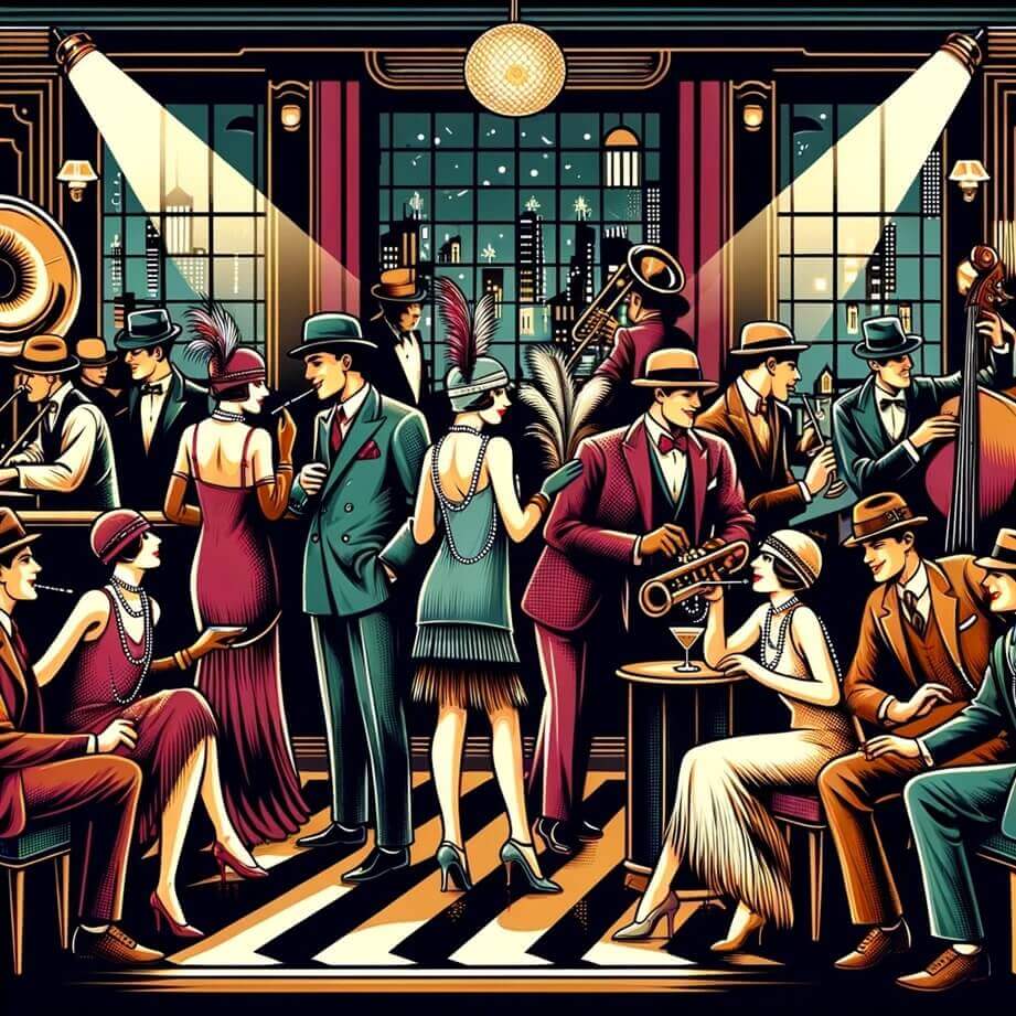 a group of people at a 1920s party
